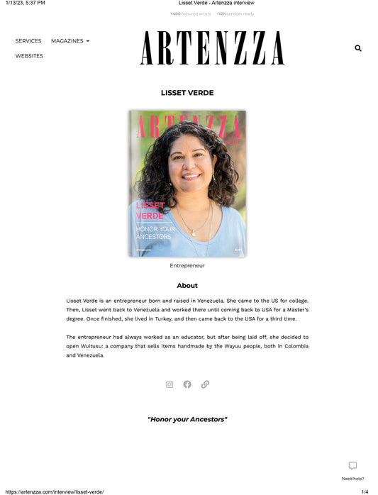 Artenzza Magazine has interviewed our Owner Lisset Verde