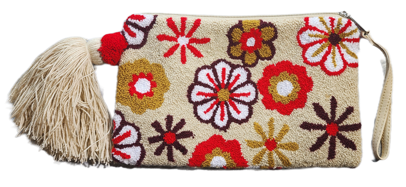 1 Ivory Handmade Wayuu Punch-needle Clutch - Wuitusu