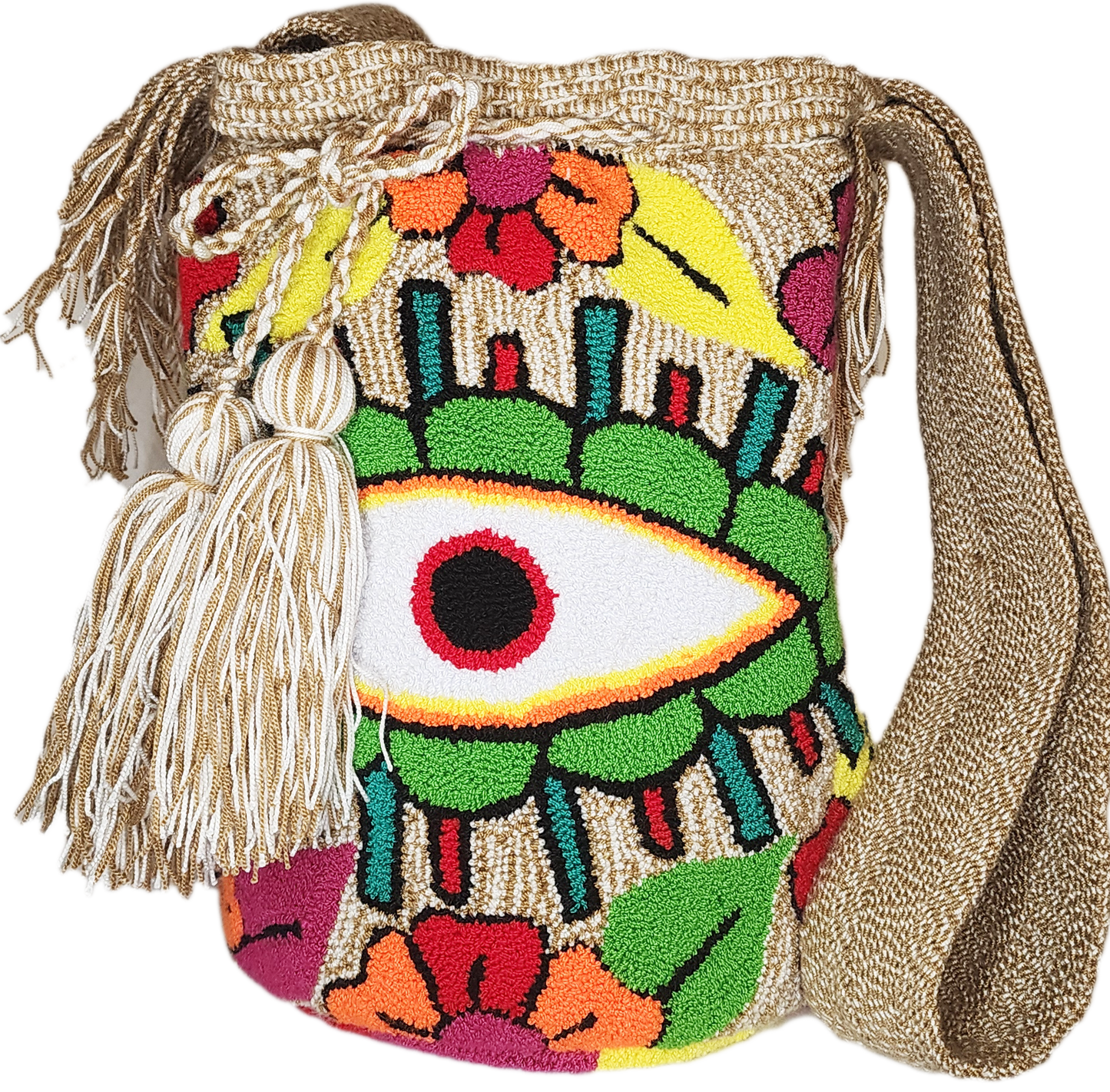 Julia Large Handmade Punch Needle Wayuu Mochila Bag - Wuitusu