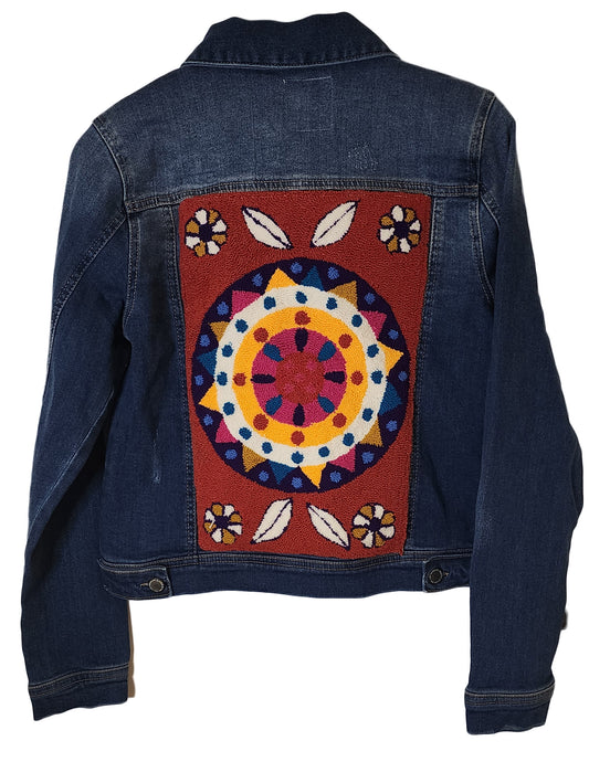 Joyce Denim Jacket with Handmade Mandala (S) - Wuitusu