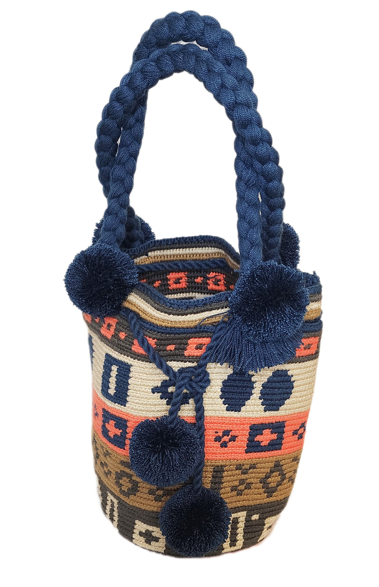 Natalie Medium Short Handle Design PomPom Mochila - Wuitusu