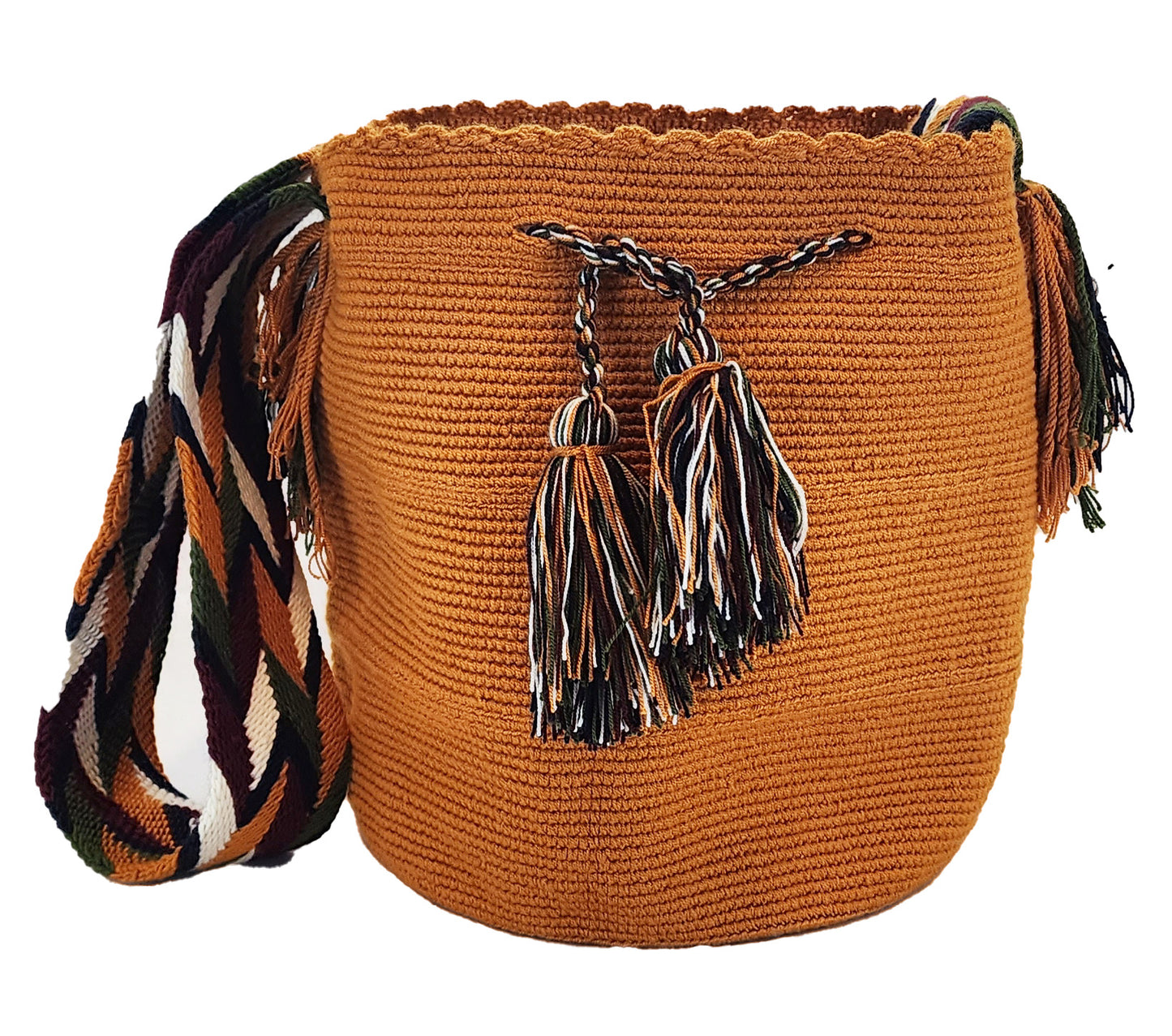 halle unicolor large handmade wayuu mochila bag front
