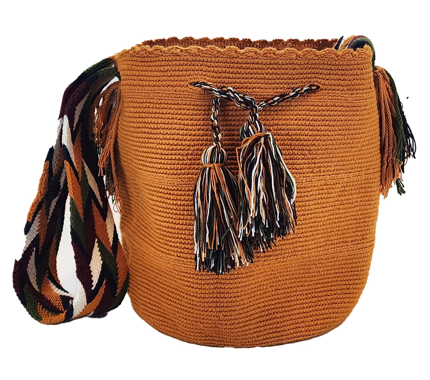 halle unicolor large handmade wayuu mochila bag front