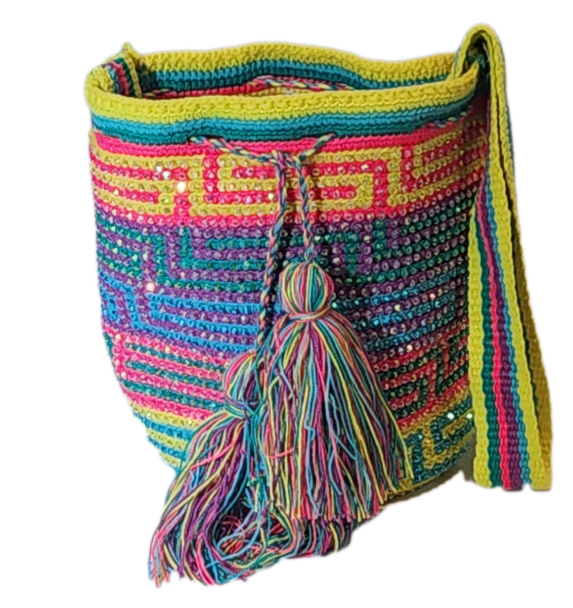Lennon Medium Handmade Wayuu Mochila Bag With Crystals - a perfect gift for her