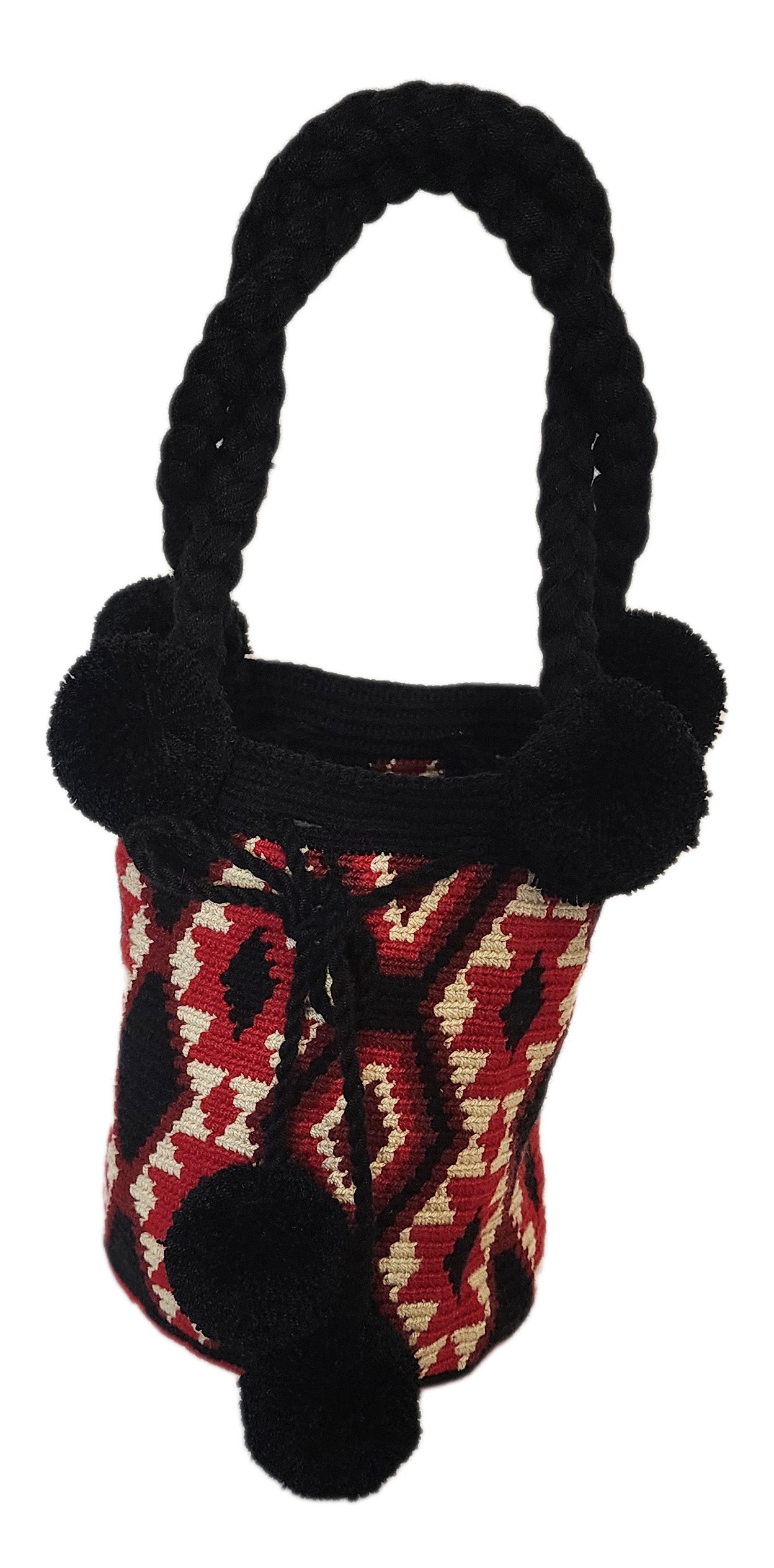 Paisley Medium Short Handle Design PomPom Mochila - Wuitusu