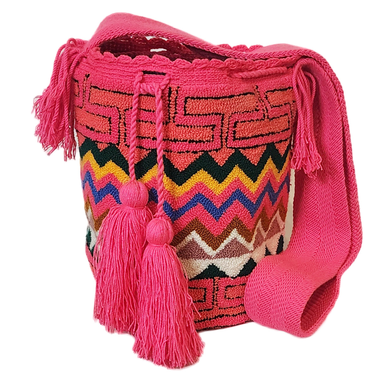 Jaylee Large Handmade Punch-needle Wayuu Mochila Bag - Wuitusu