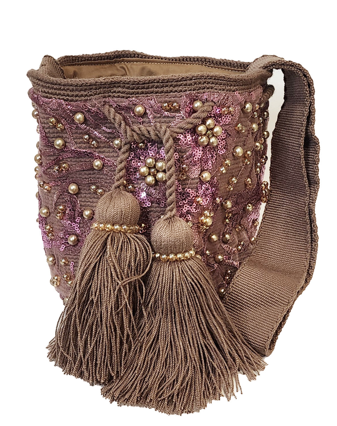 Skye Medium Crossbody Mochila with Crystals and Pearls - Wuitusu- front