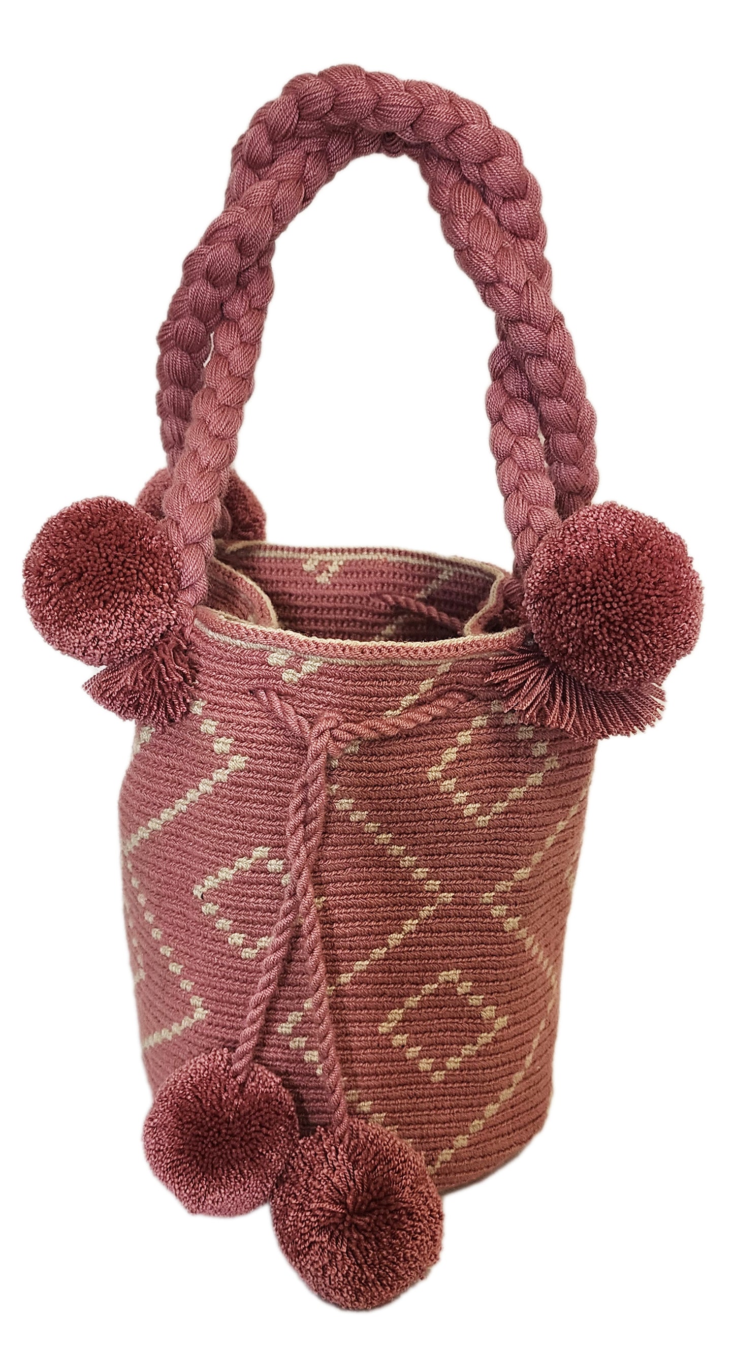 Willow Medium Short Handle Design PomPom Mochila - Wuitusu