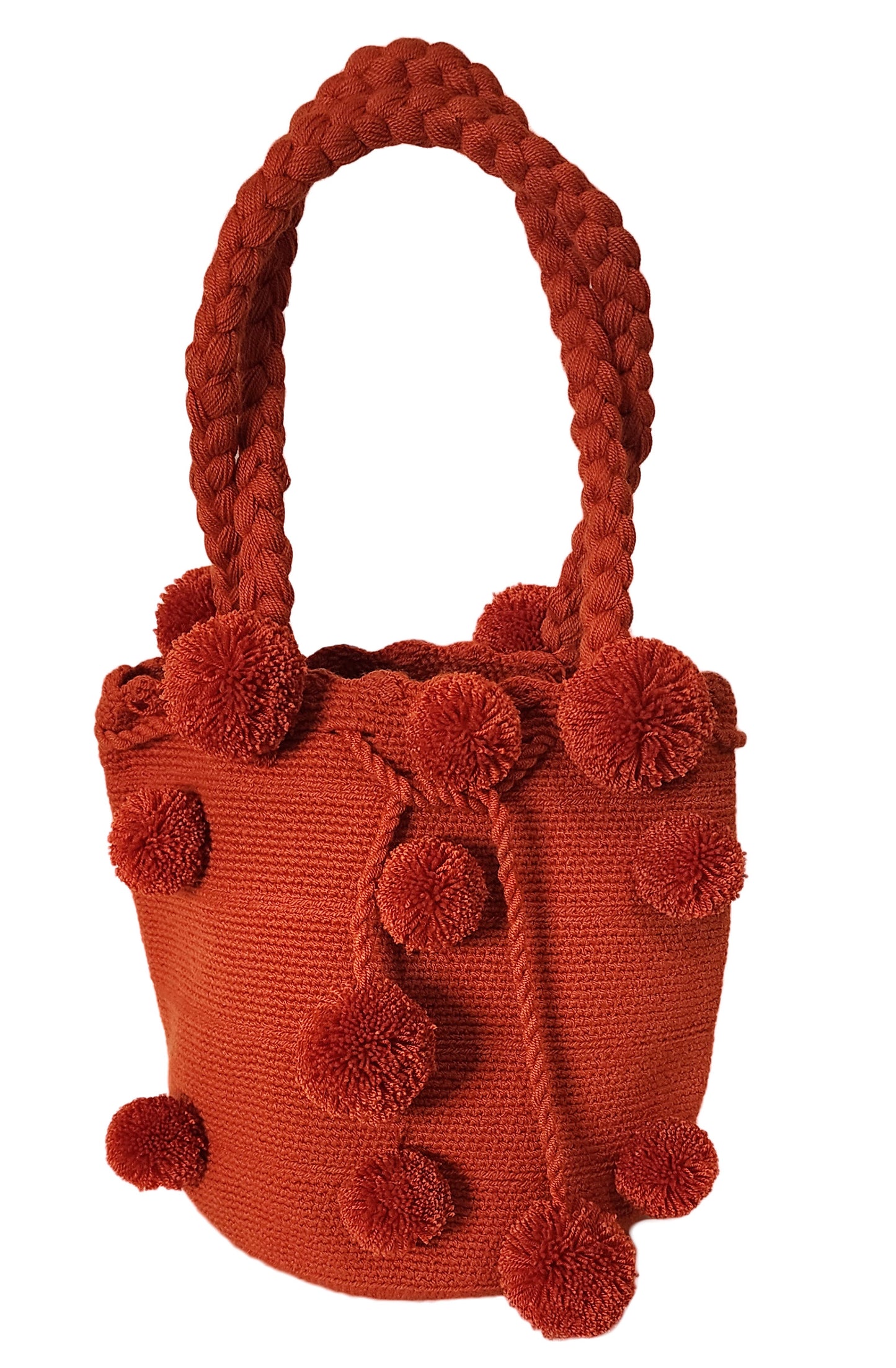 Hanna Medium Short Handle Design PomPom Mochila - Wuitusu