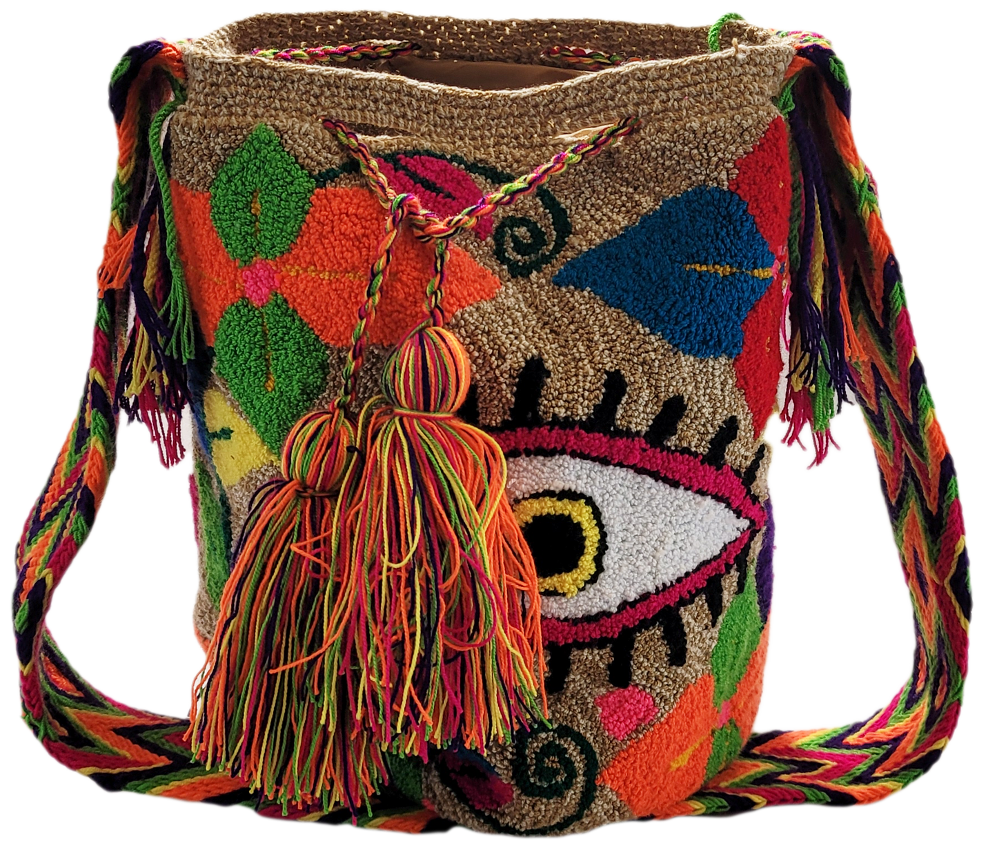Valentina Large Handmade Punch-needle Wayuu Mochila Bag - Wuitusu