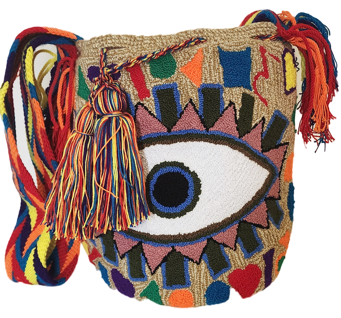 Reina Large Handmade Punch Needle Wayuu Mochila Bag - Wuitusu