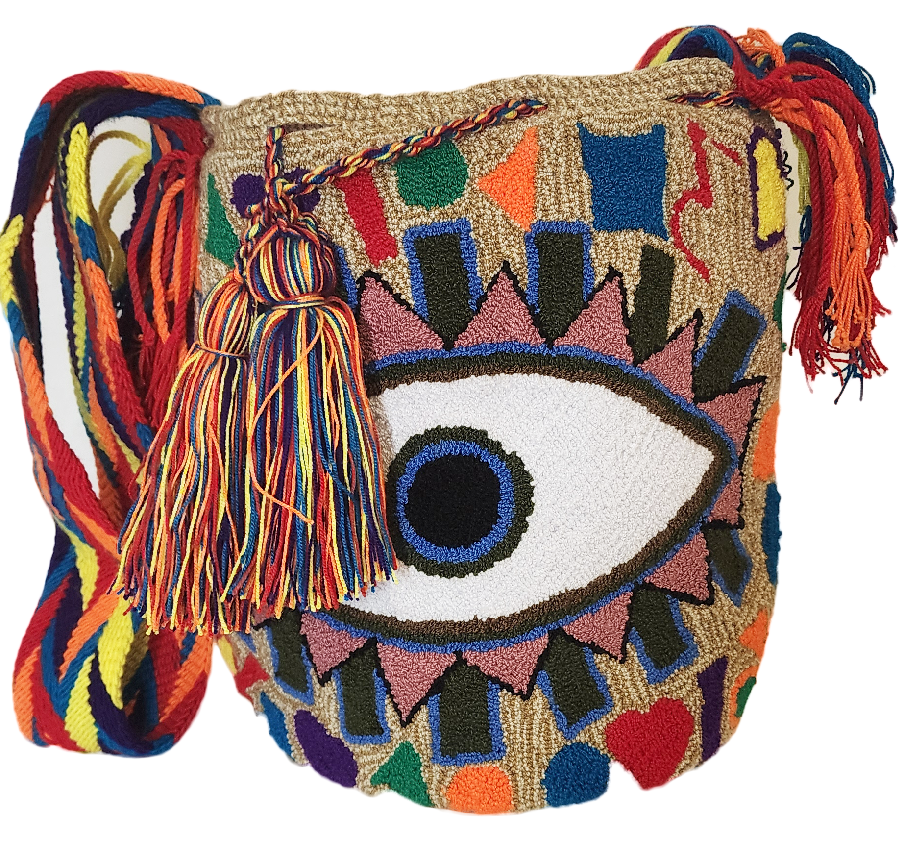 Reina Large Handmade Punch Needle Wayuu Mochila Bag - Wuitusu