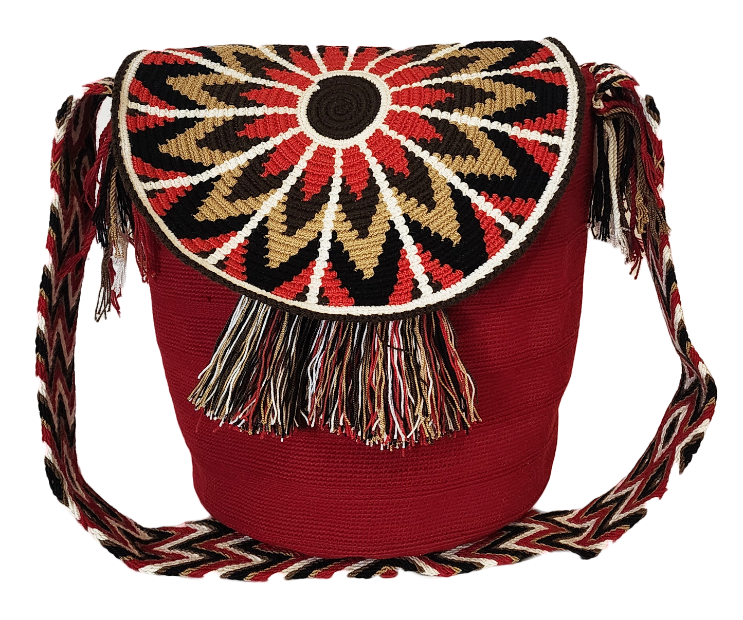 Madalynn Large Handmade Crochet Wayuu Bag with Lid - Wuitusu