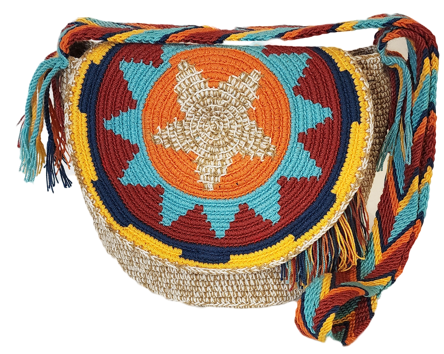 Ava Medium Handmade Crochet Wayuu Bag with Lid - Wuitusu