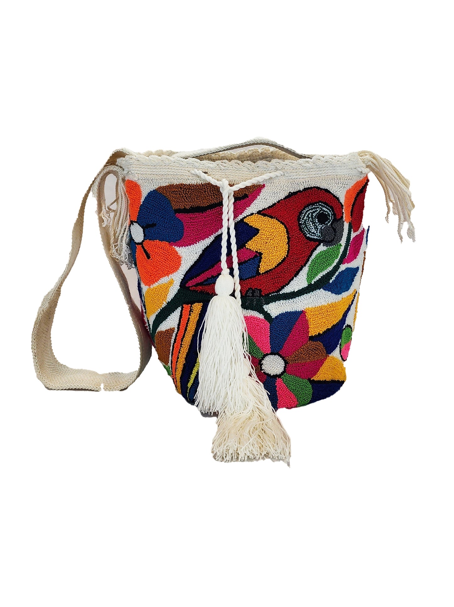 Mavis Large Handmade Punch-needle Wayuu Mochila Bag front