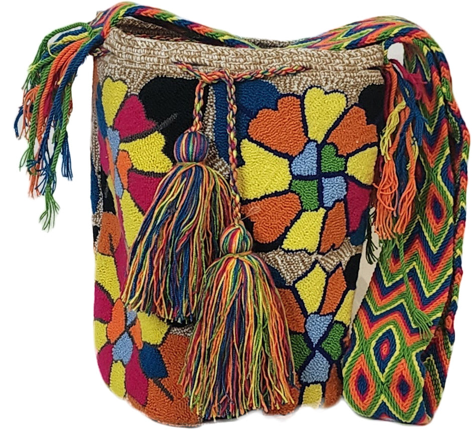 Etta Large Handmade Punch-needle Wayuu Mochila Bag - Wuitusu