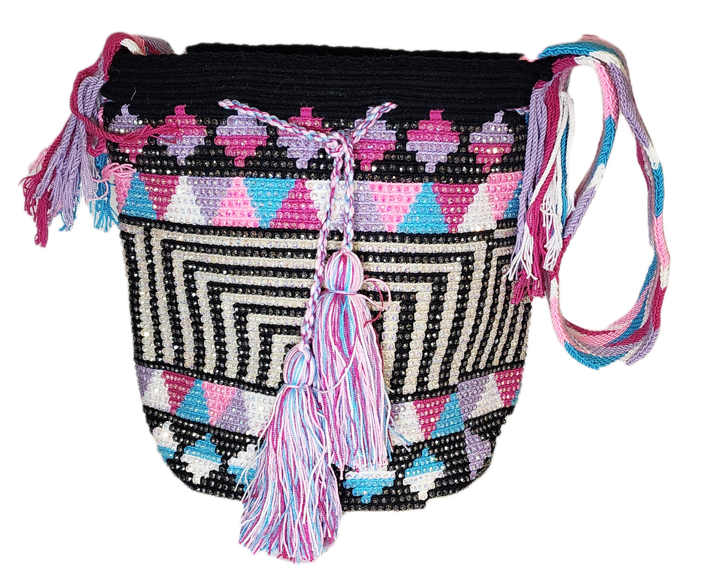 Parker Handmade Crochet Wayuu Mochila Bag with Crystals - Wuitusu