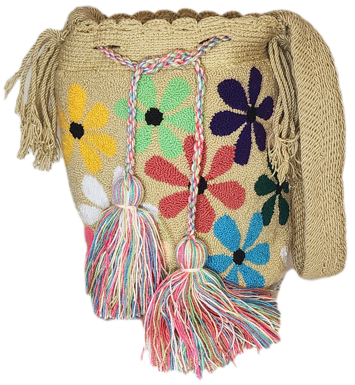 Freya medium Handmade Punch-needle Wayuu Mochila Bag - Wuitusu