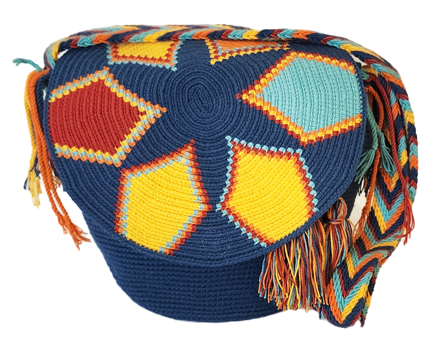 Emma Medium Handmade Crochet Wayuu Bag with Lid - Wuitusu
