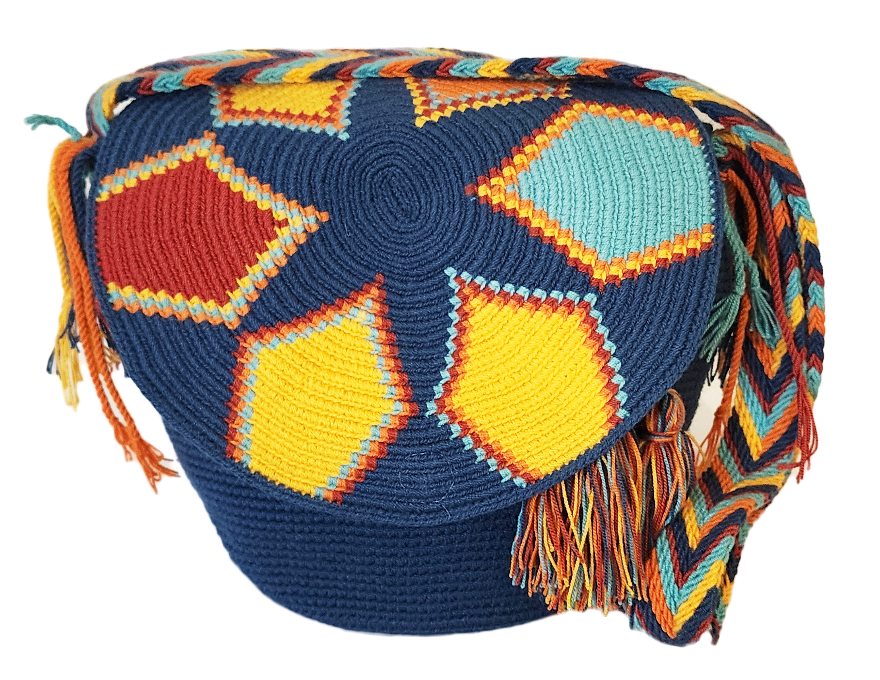 Emma Medium Handmade Crochet Wayuu Bag with Lid - Wuitusu
