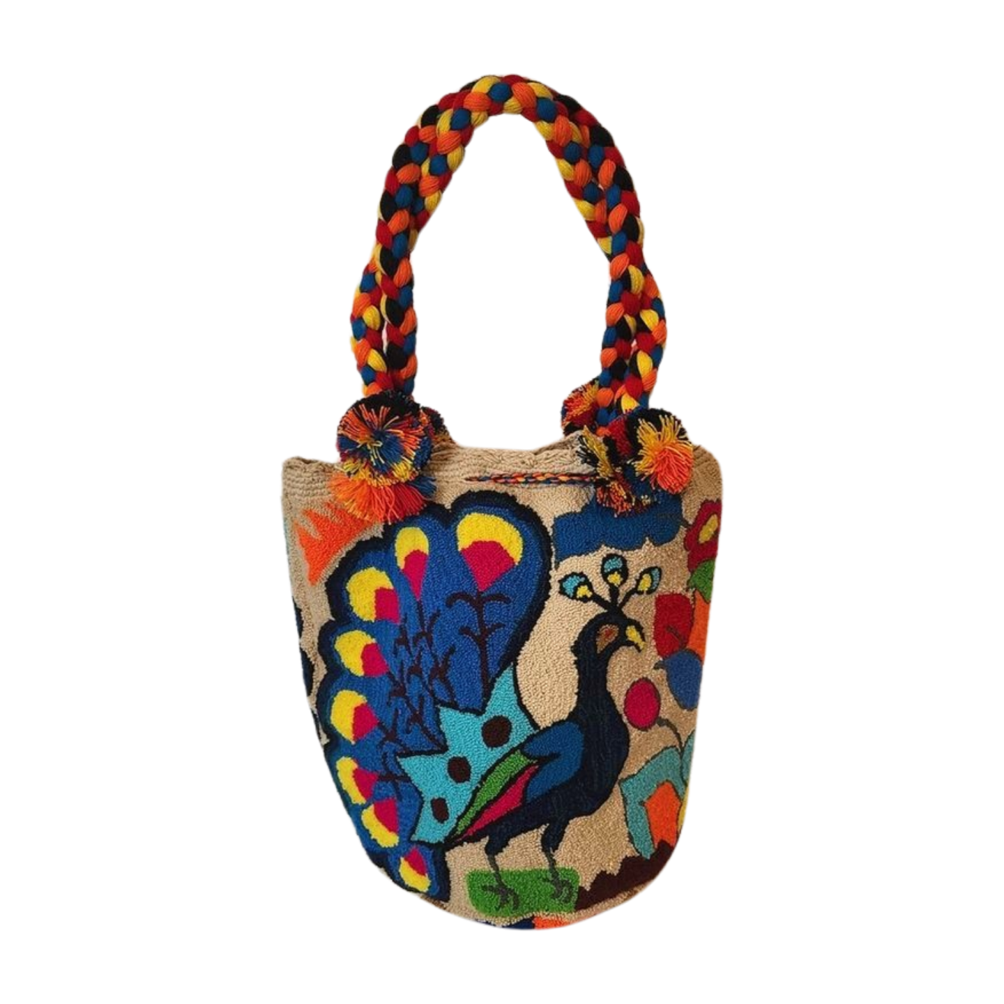 Kaliyah Large Short-Handle Handmade Punch-needle Wayuu Bag - Wuitusu