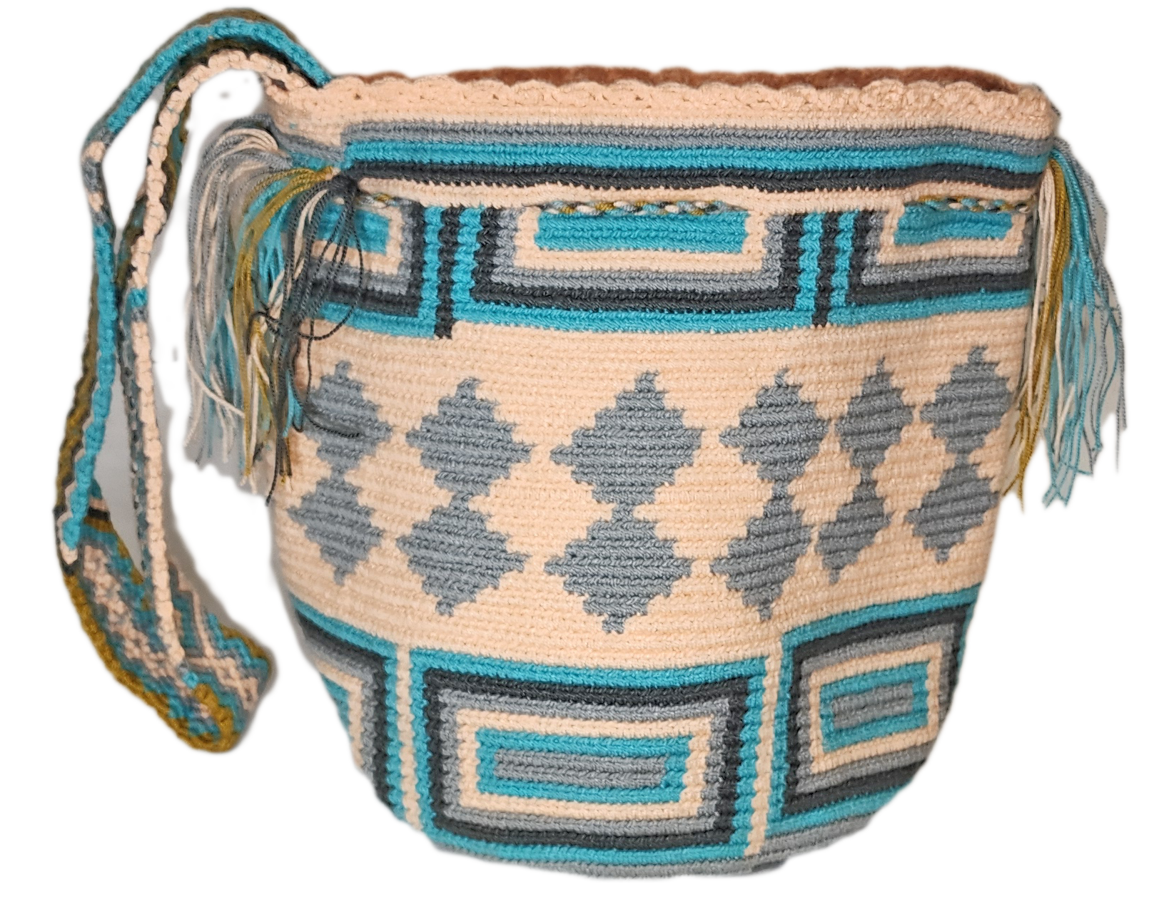 Bottom view Olive Medium Handmade Crochet Handbag - Wuitusu