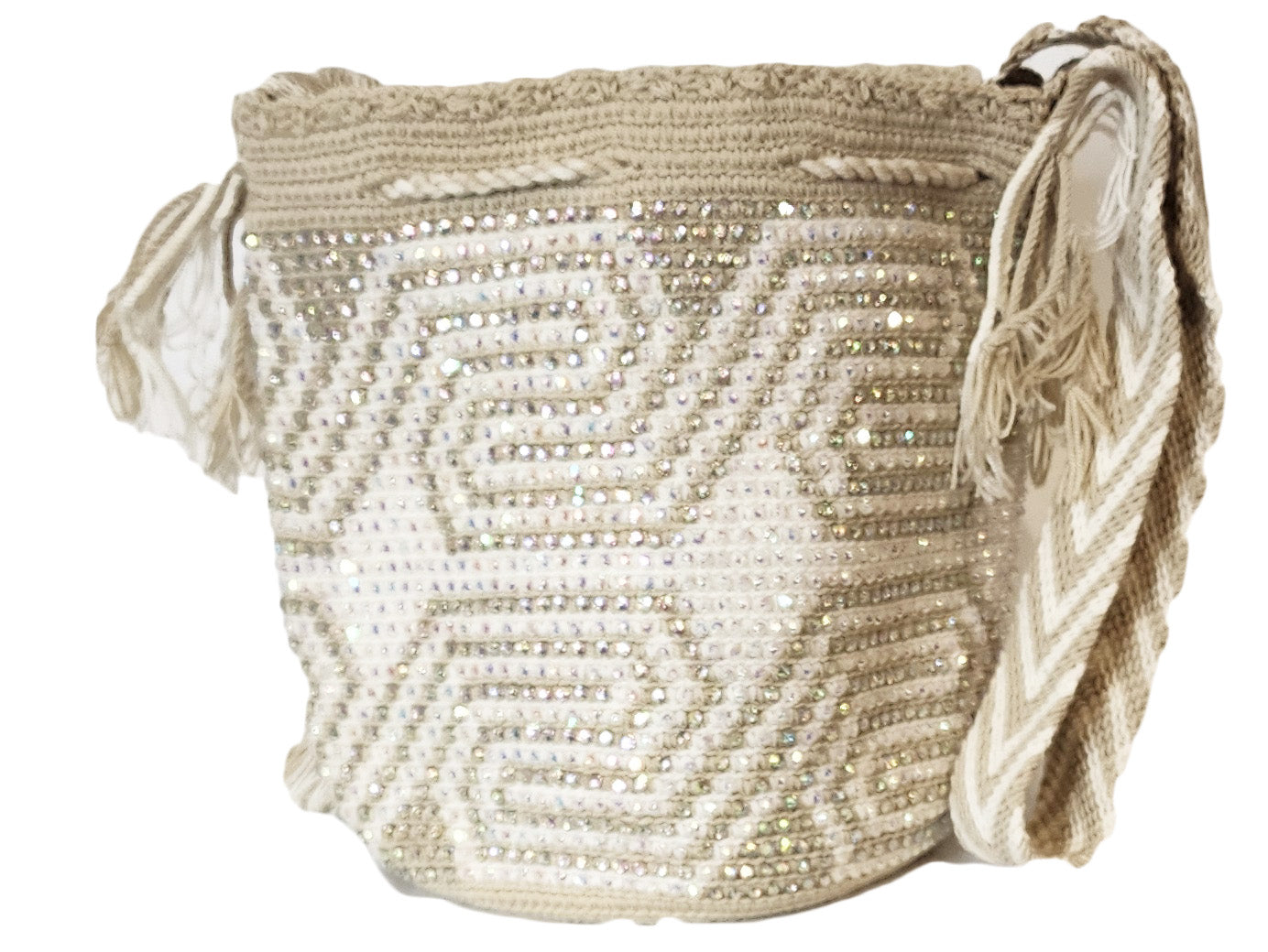 Helena Medium Handmade Wayuu Mochila Bag With Crystals - Wuitusu
