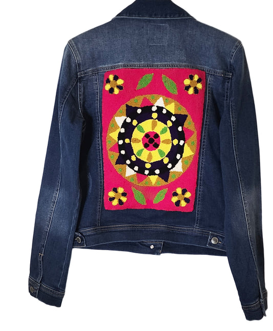 Zendaya Denim Jacket with Handmade Mandala (L) - Wuitusu