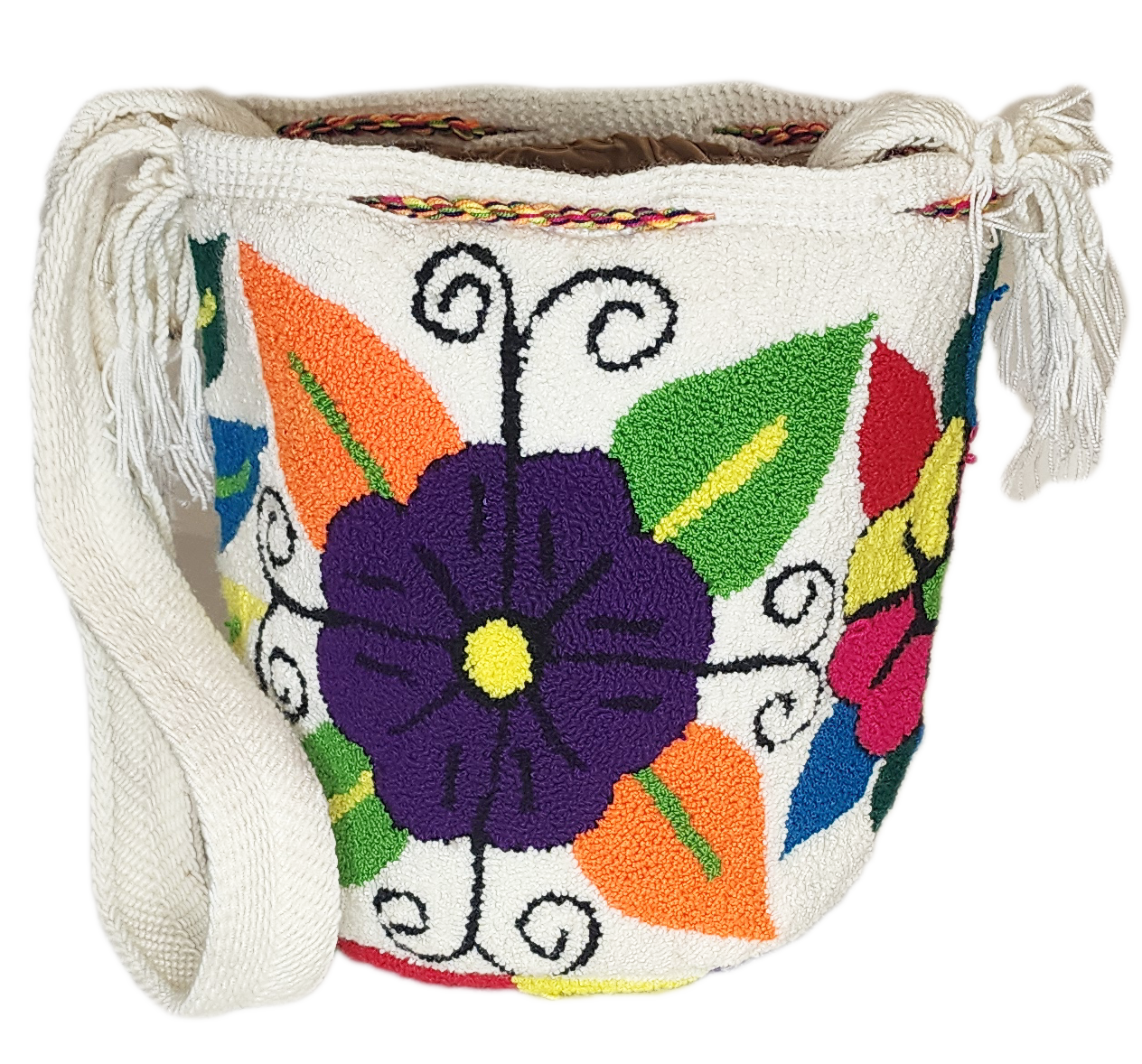 Magnolia medium Handmade Punch-needle Wayuu Mochila Bag - Wuitusu