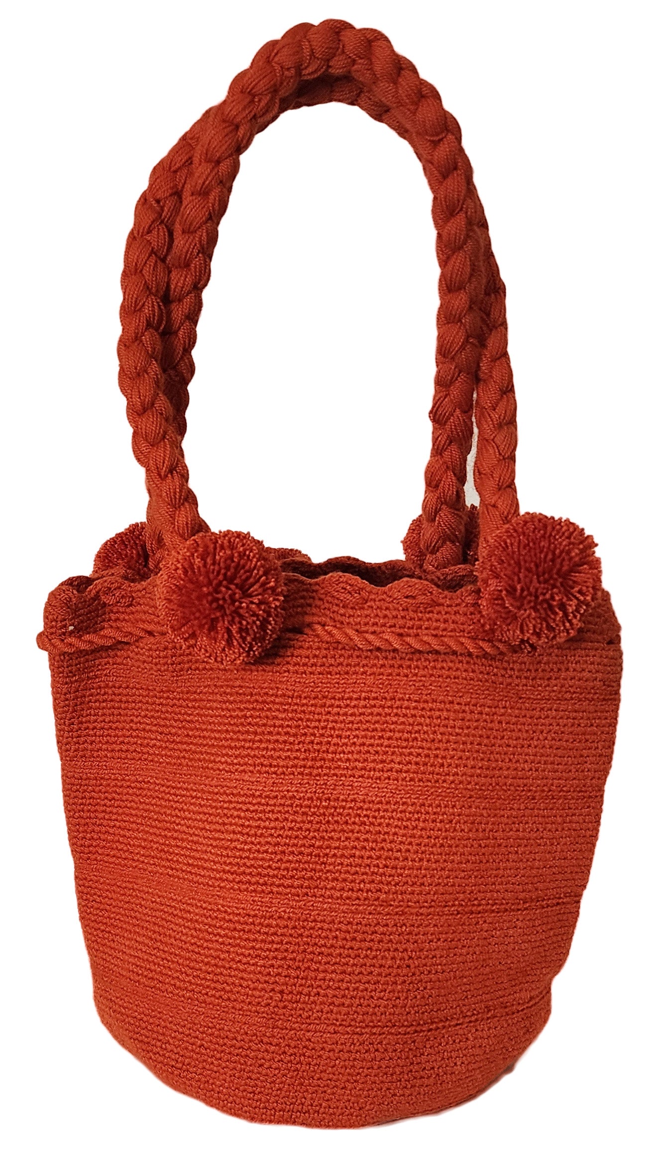 Hanna Medium Short Handle Design PomPom Mochila - Wuitusu
