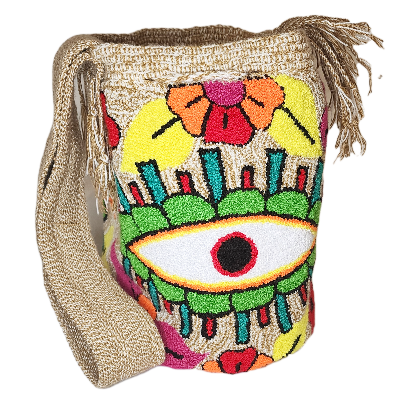 Julia Large Handmade Punch Needle Wayuu Mochila Bag - Wuitusu
