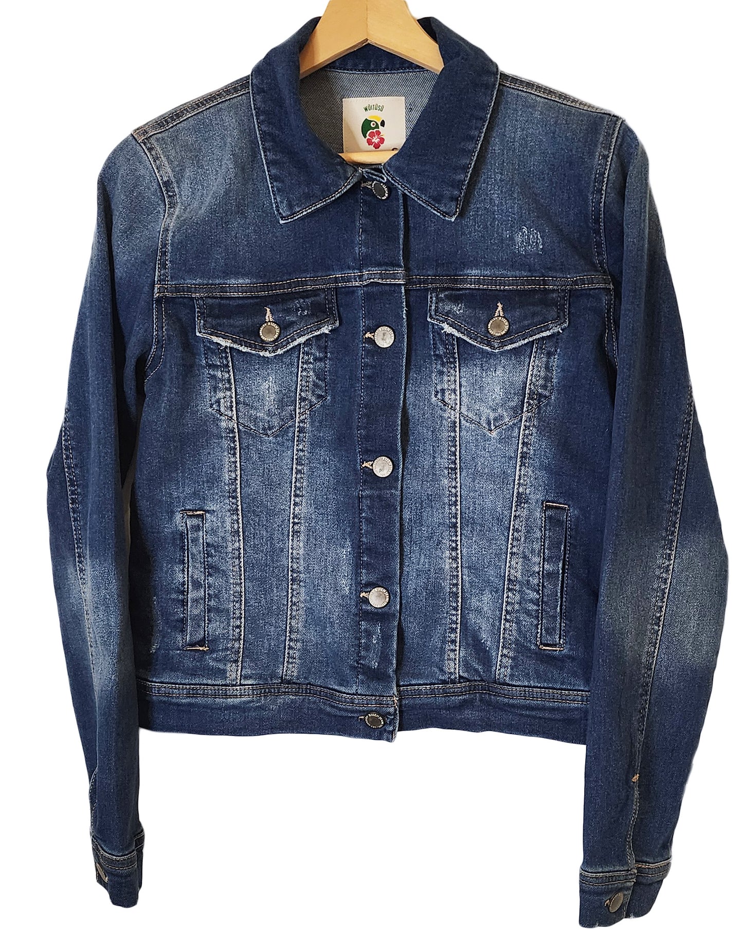 Nathalia Denim Jacket with Handmade Mandala (S) - Wuitusu