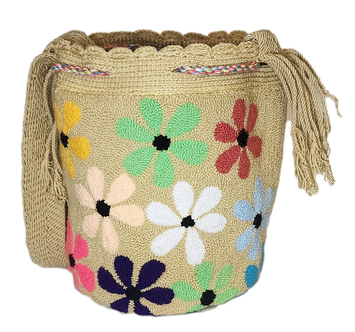 Freya medium Handmade Punch-needle Wayuu Mochila Bag - Wuitusu