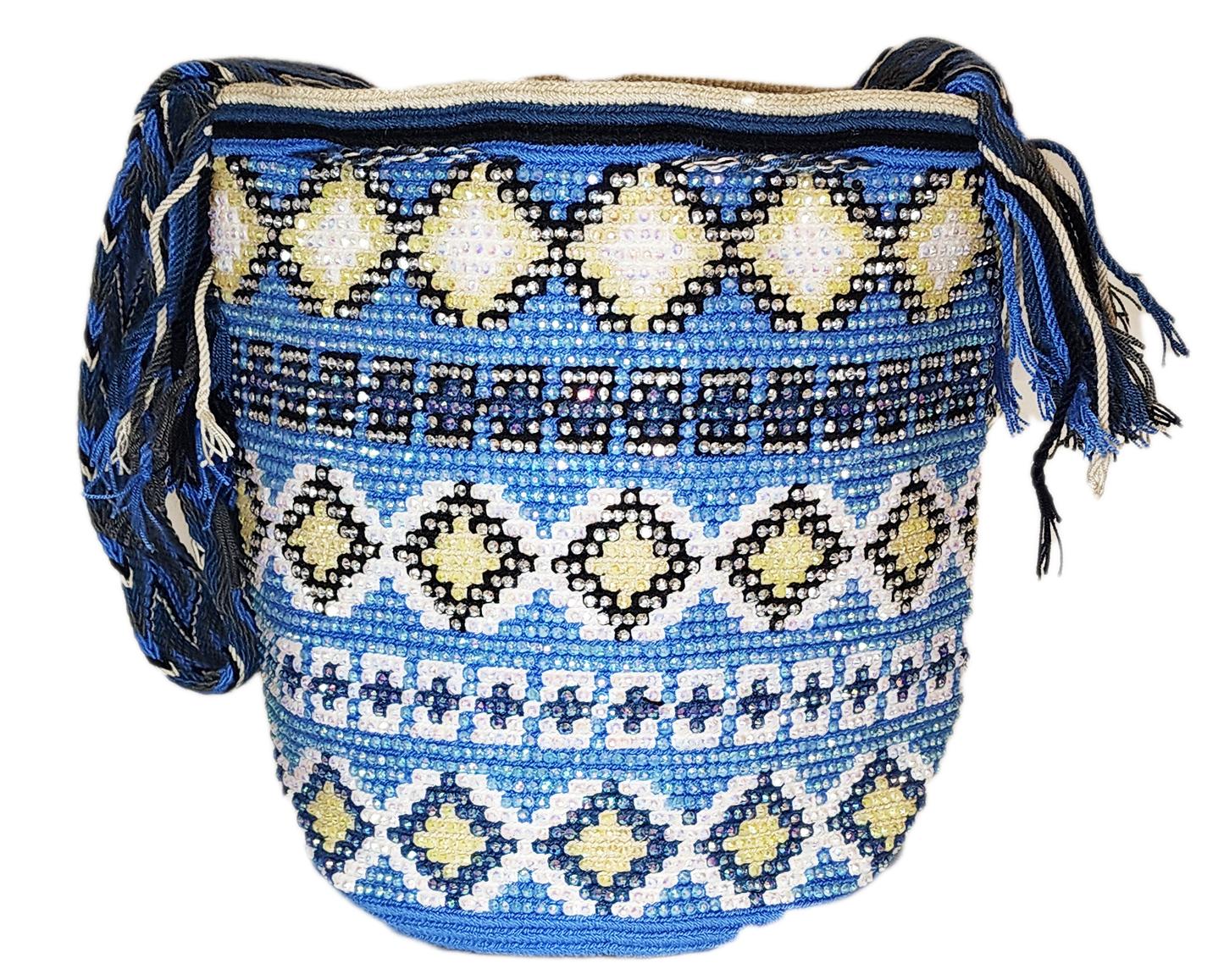 Iris Handmade Crochet Wayuu Mochila Bag with Crystals - Wuitusu
