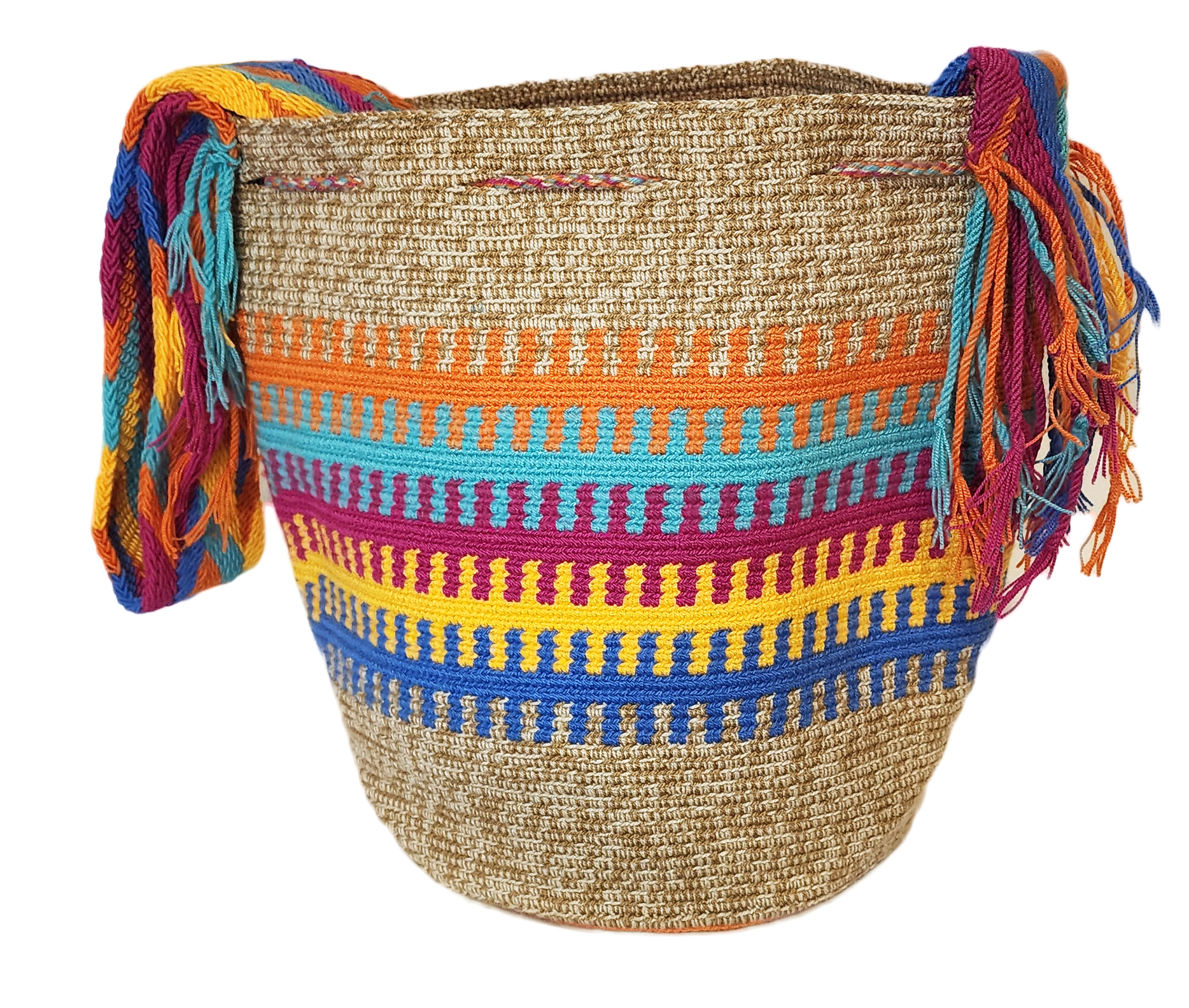 Bottom view Harleigh Large Handmade Crochet Wayuu Mochila Bag - Wuitusu