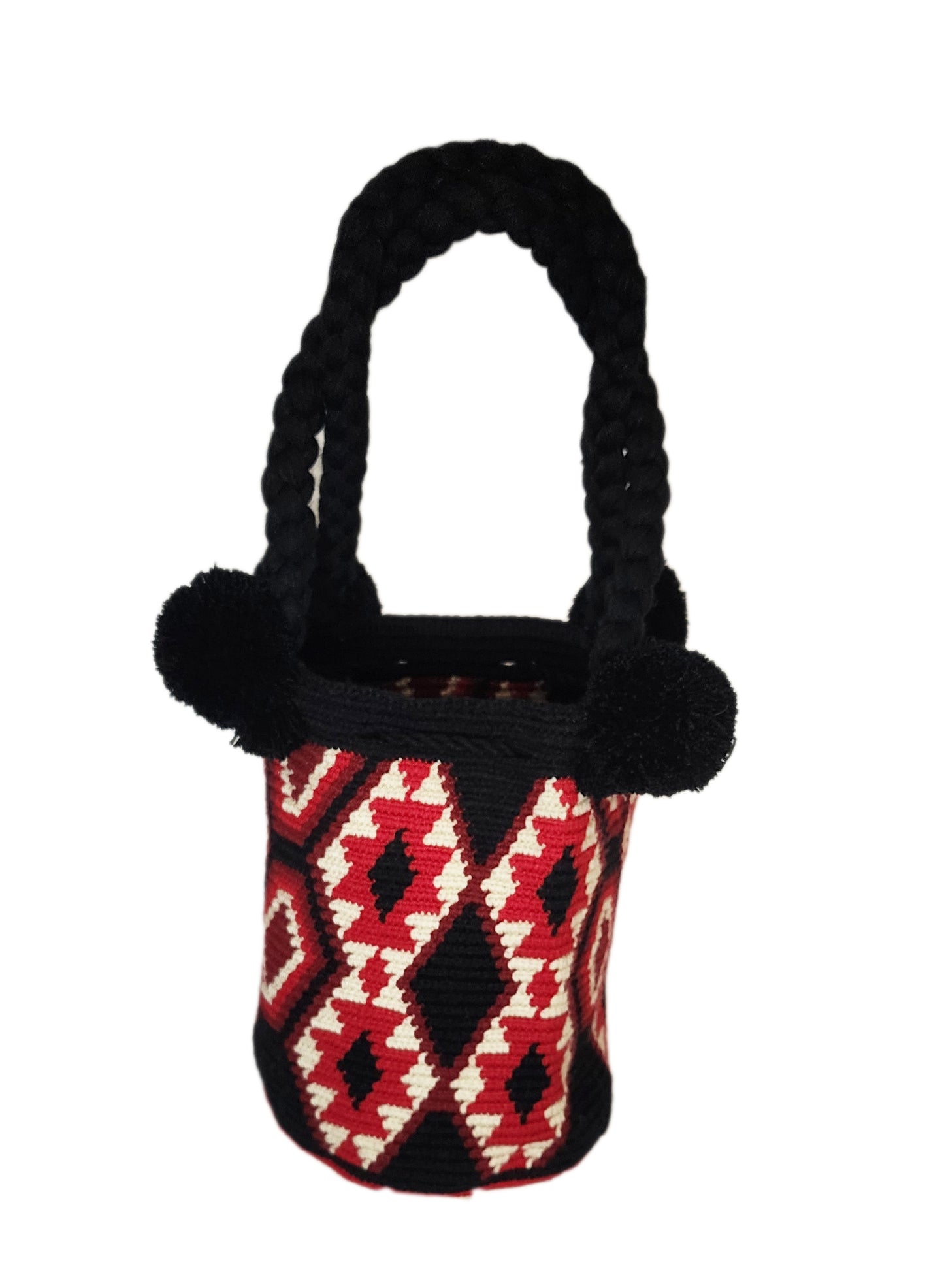 Paisley Medium Short Handle Design PomPom Mochila - Wuitusu