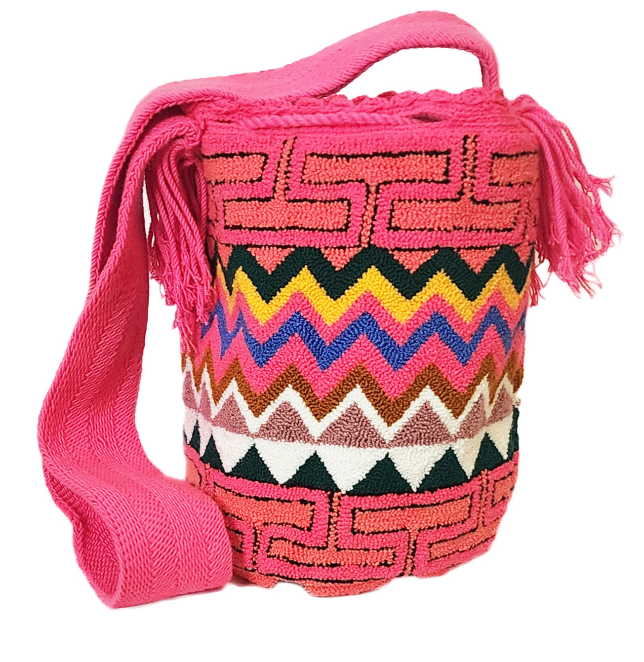 Jaylee Large Handmade Punch-needle Wayuu Mochila Bag - Wuitusu