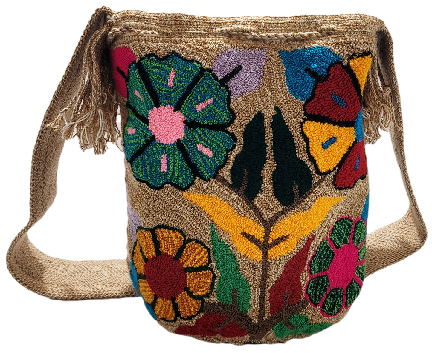 Alice Large Handmade Punch-needle Wayuu Mochila Bag - Wuitusu