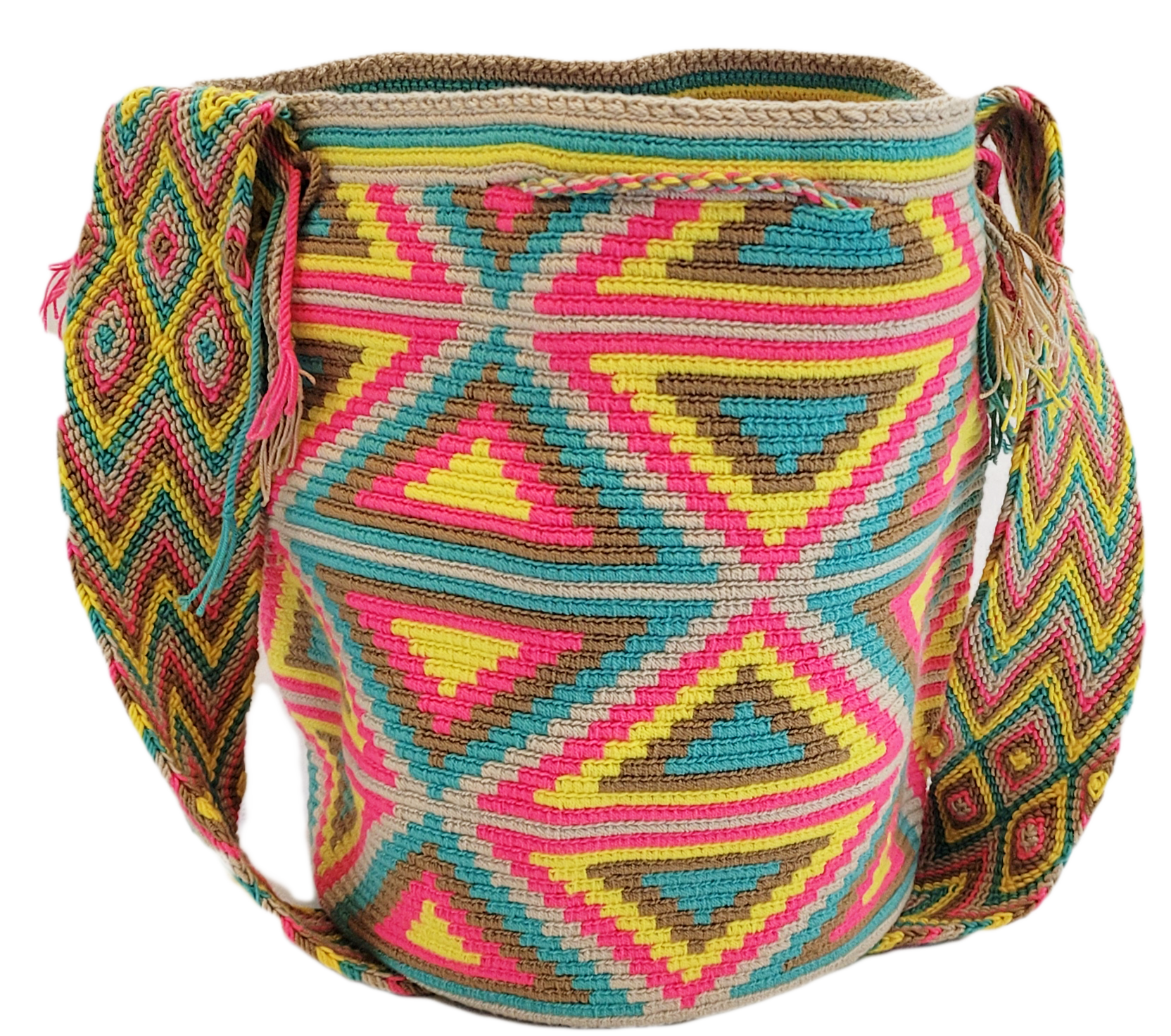Bottom view Eva Large Handmade Crochet Wayuu Mochila Bag - Wuitusu