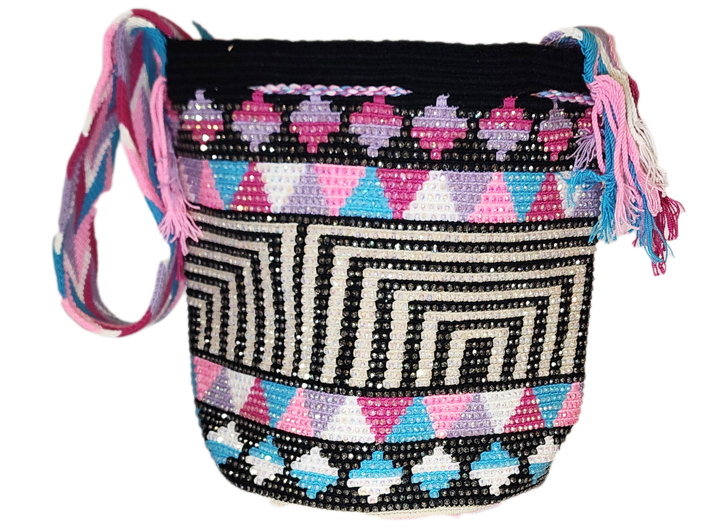 Parker Handmade Crochet Wayuu Mochila Bag with Crystals - Wuitusu