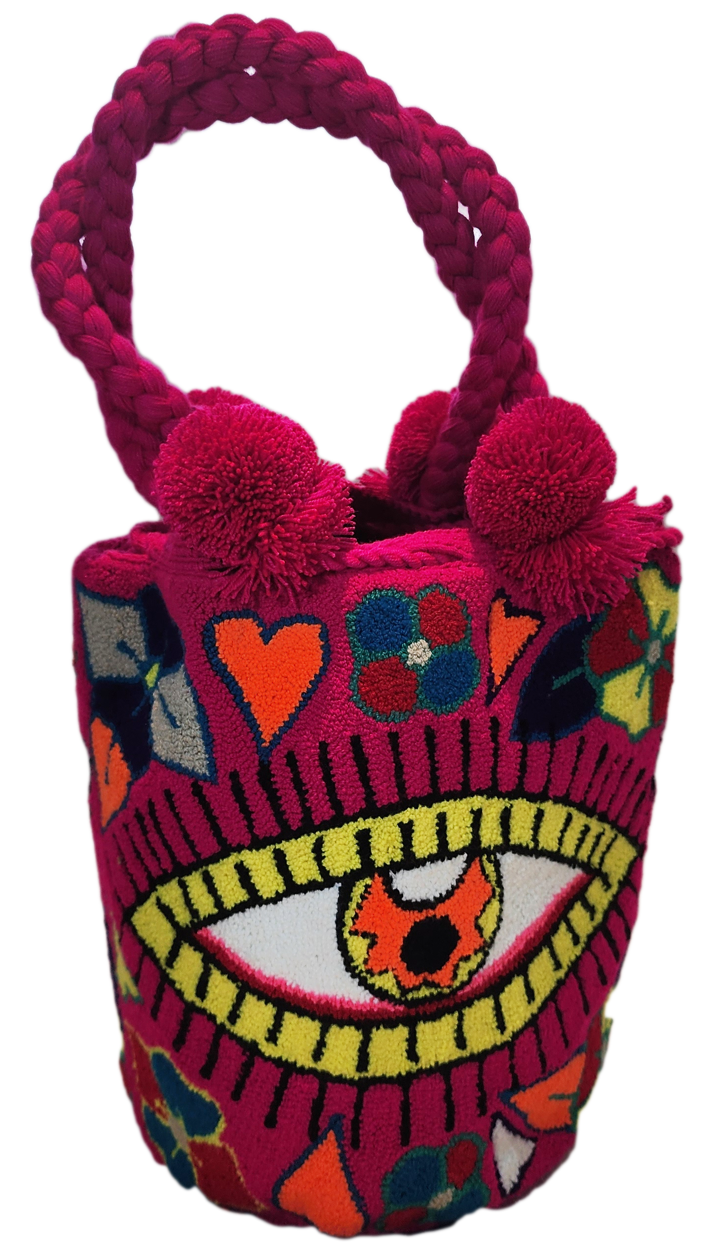 Bottom view Sydney Large Short Handle Design PomPom Mochila - a perfect gift for her