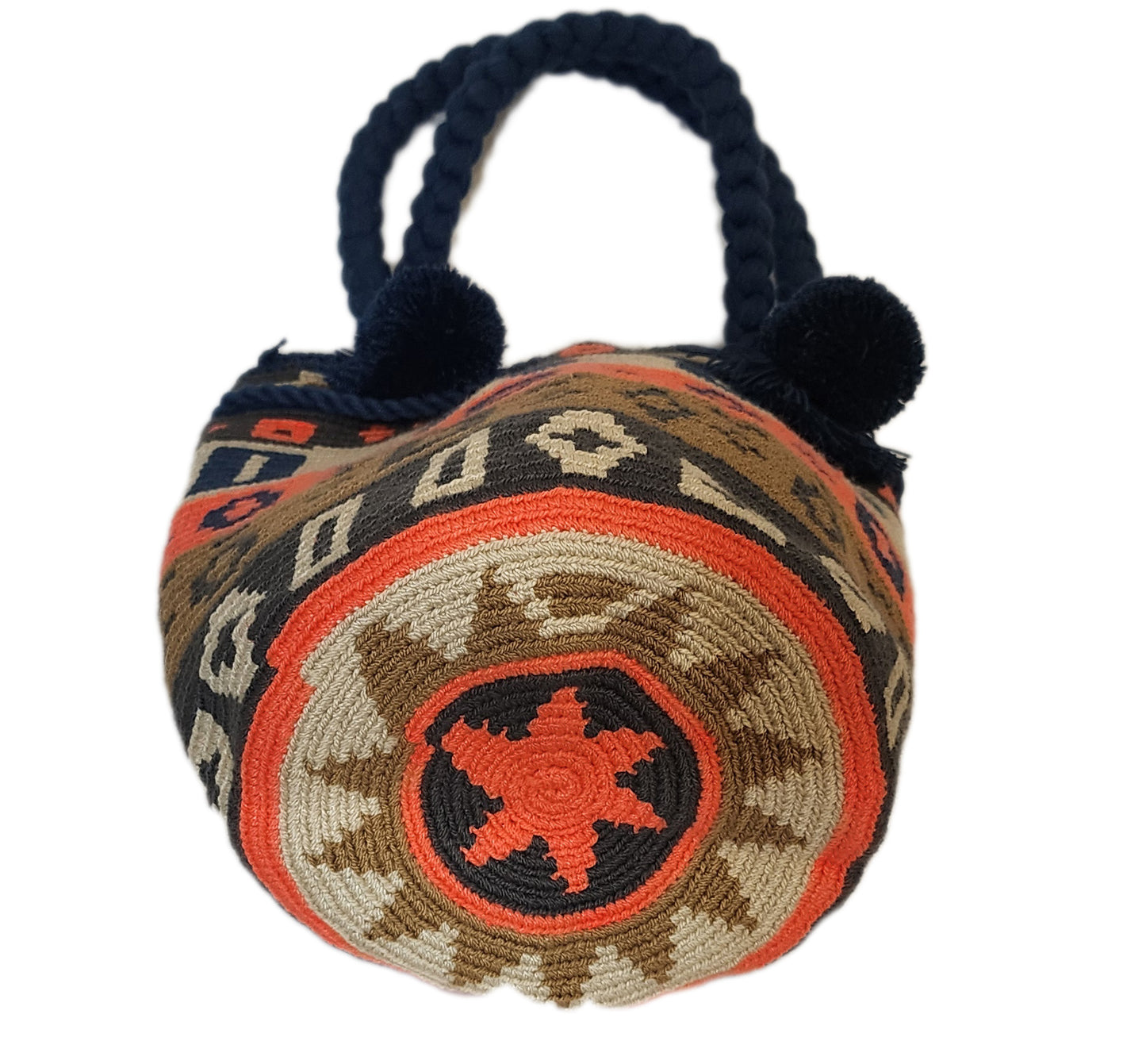 Natalie Medium Short Handle Design PomPom Mochila - Wuitusu