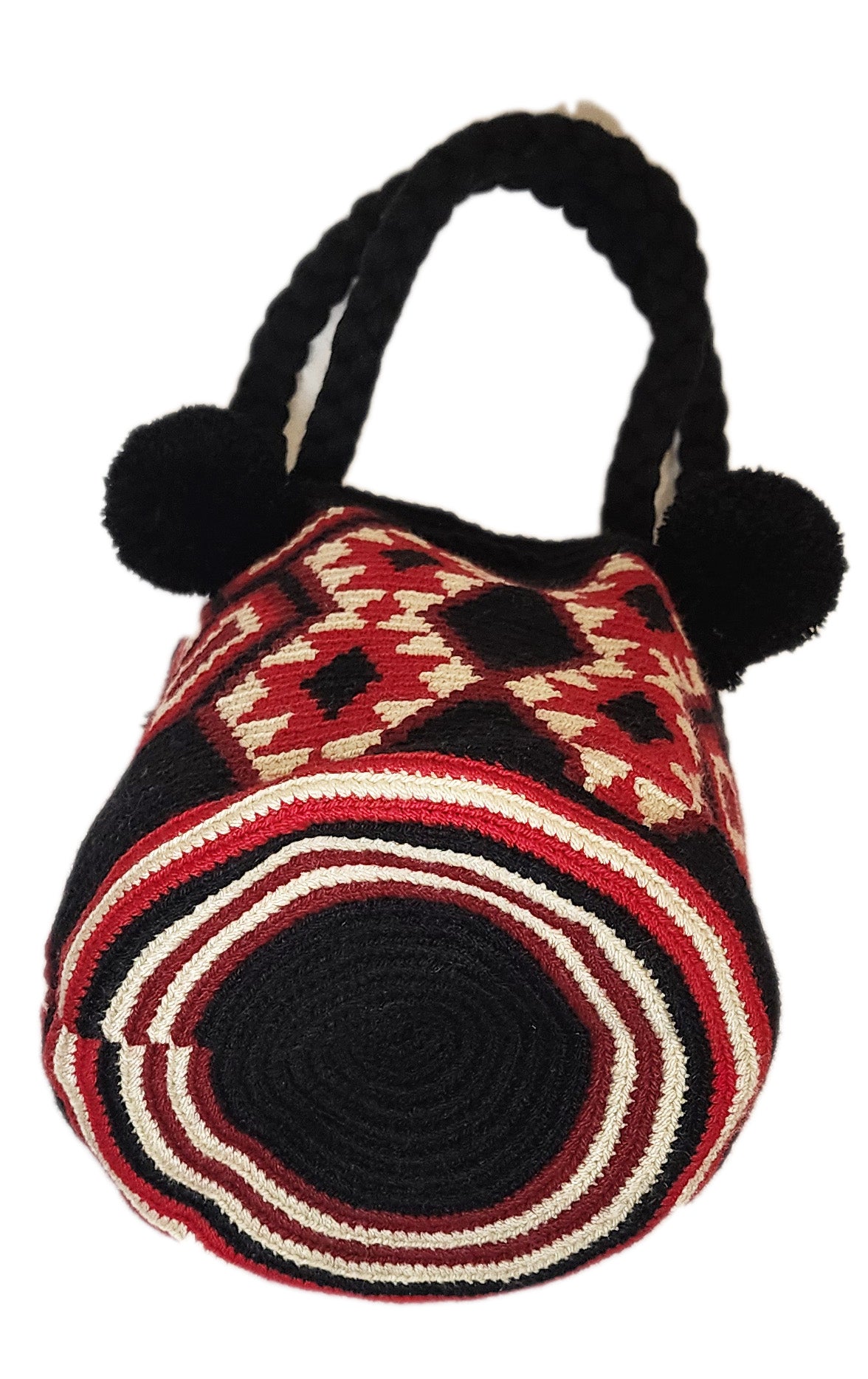 Paisley Medium Short Handle Design PomPom Mochila - Wuitusu
