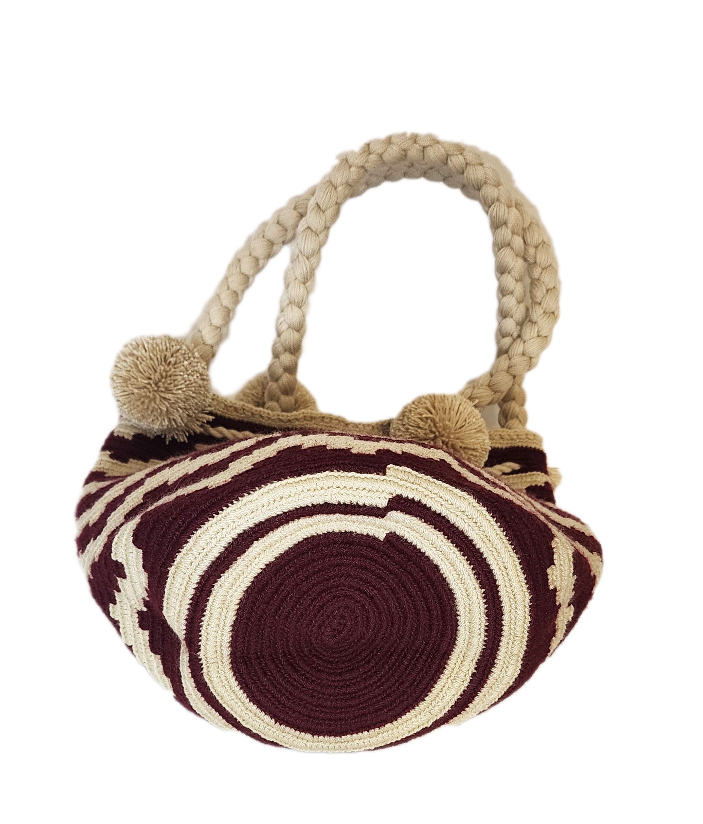 Naomi Medium Short Handle Design PomPom Mochila - Wuitusu