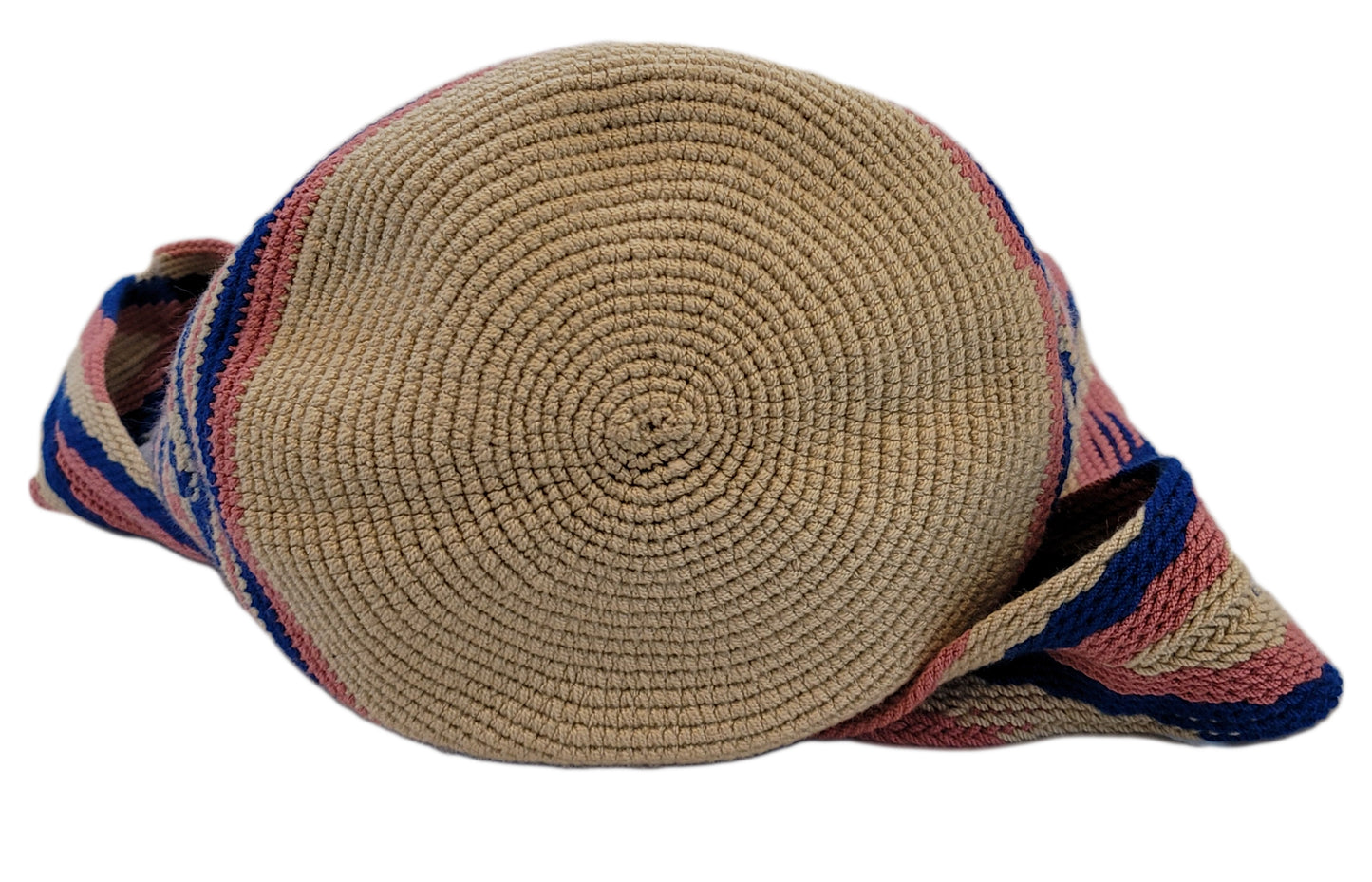 aitana handmade crochet Wayuu crossbody with zipper bottom view