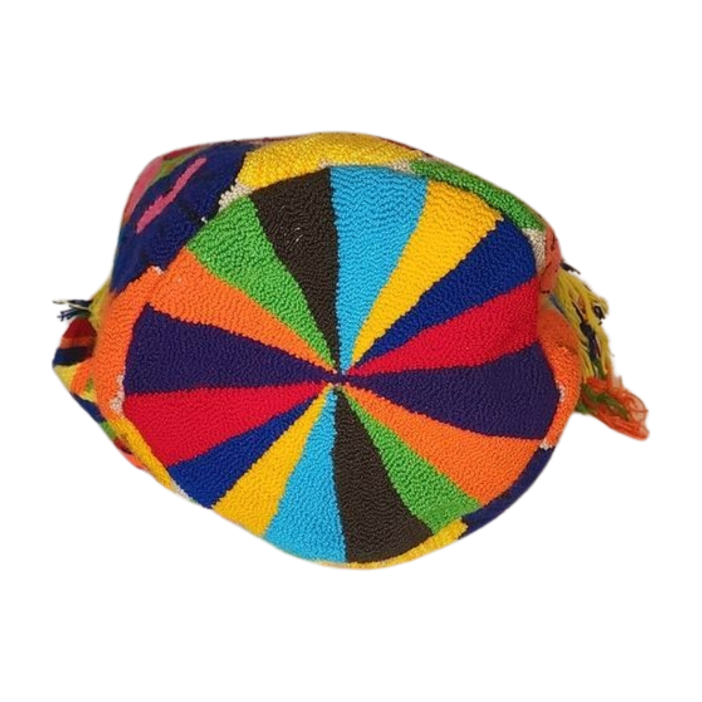 Bohemian style Wayuu bag with vibrant parrot and tassels