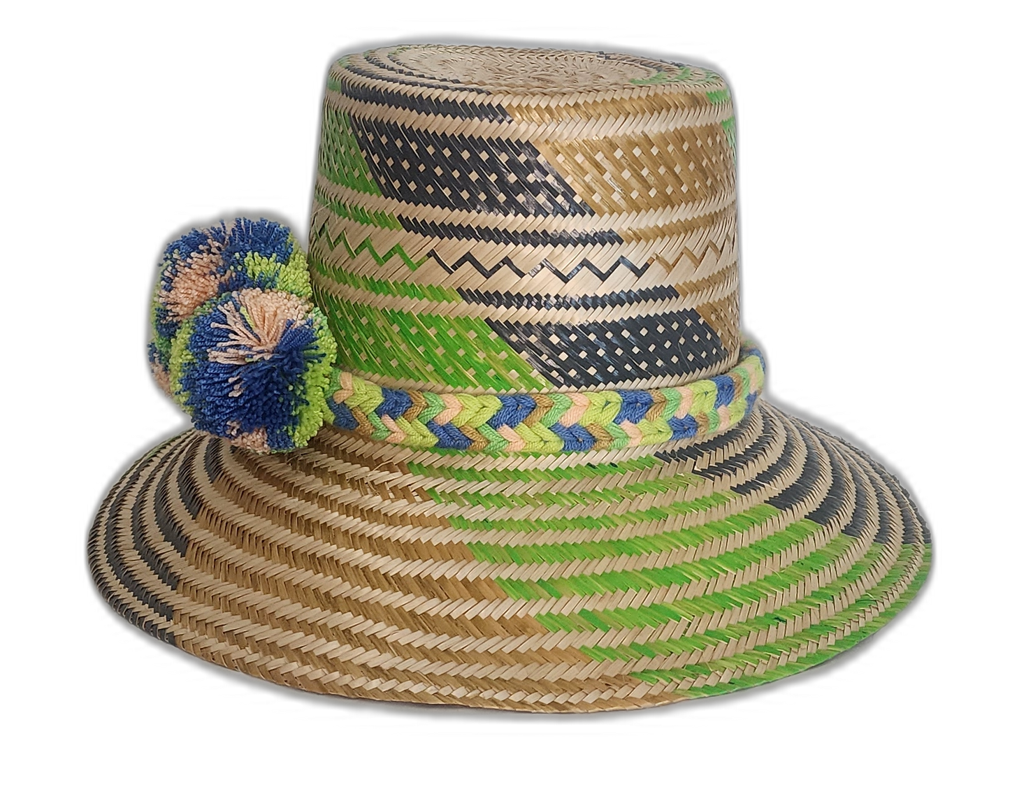 Boho chick straw hat handcrafted by Wayuu artisans