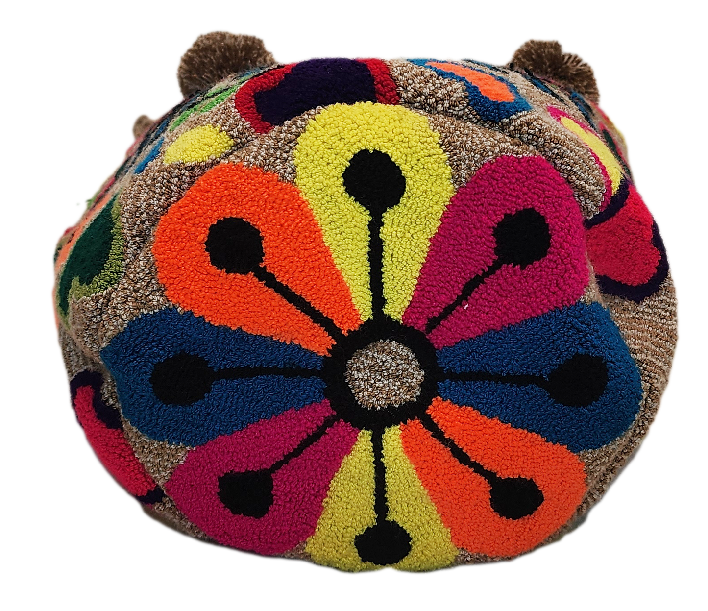 "Colorful handmade Wuitusu Wayuu punch needle crochet bag, featuring intricate patterns and a bohemian crossbody design."