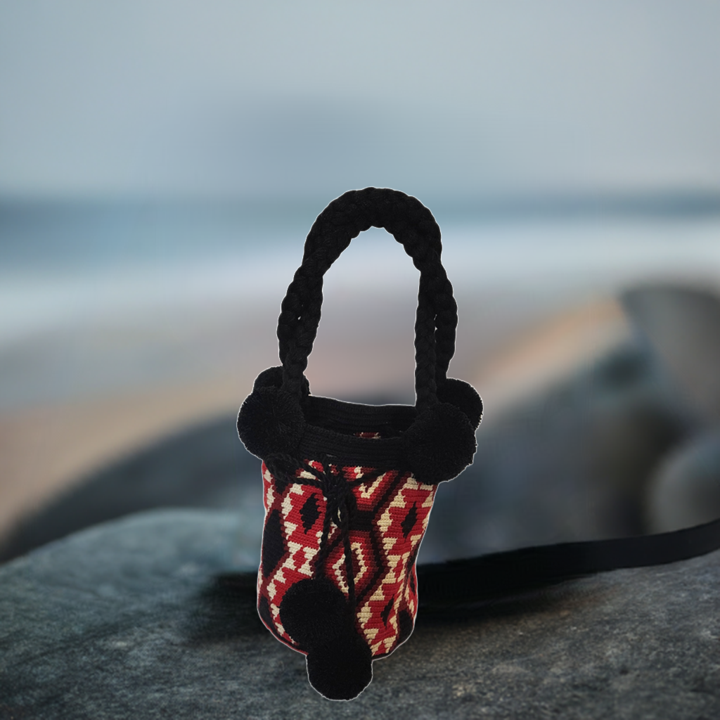 Paisley Medium Short Handle Design PomPom Mochila - Wuitusu