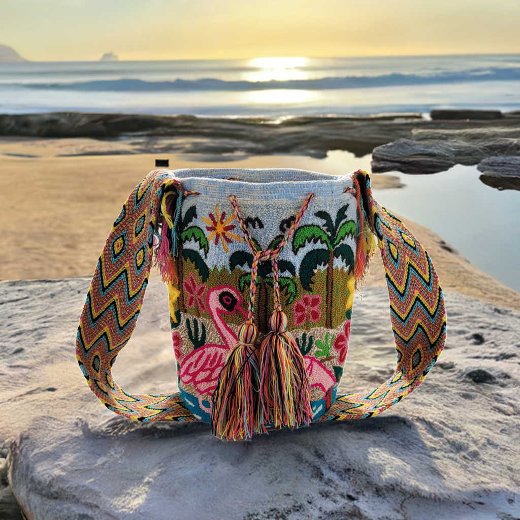 Sophie Large Handmade Punch-needle Wayuu Mochila Bag - Wuitusu